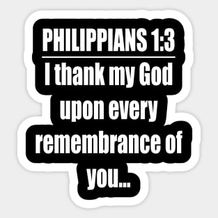 Philippians 1:3 King James Version Bible Verse Typography Sticker